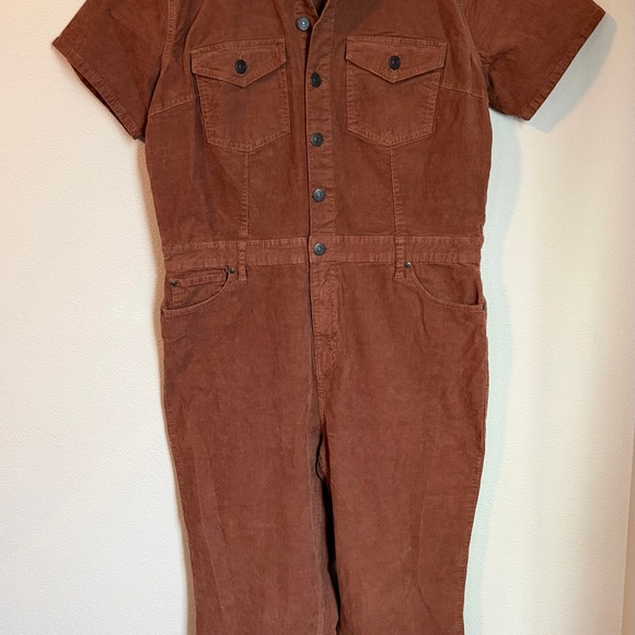 Women’s Cleo + Wolf Jumpsuit corduroy Brown Size XL Western Festival Cowboy - Picture 2 of 9